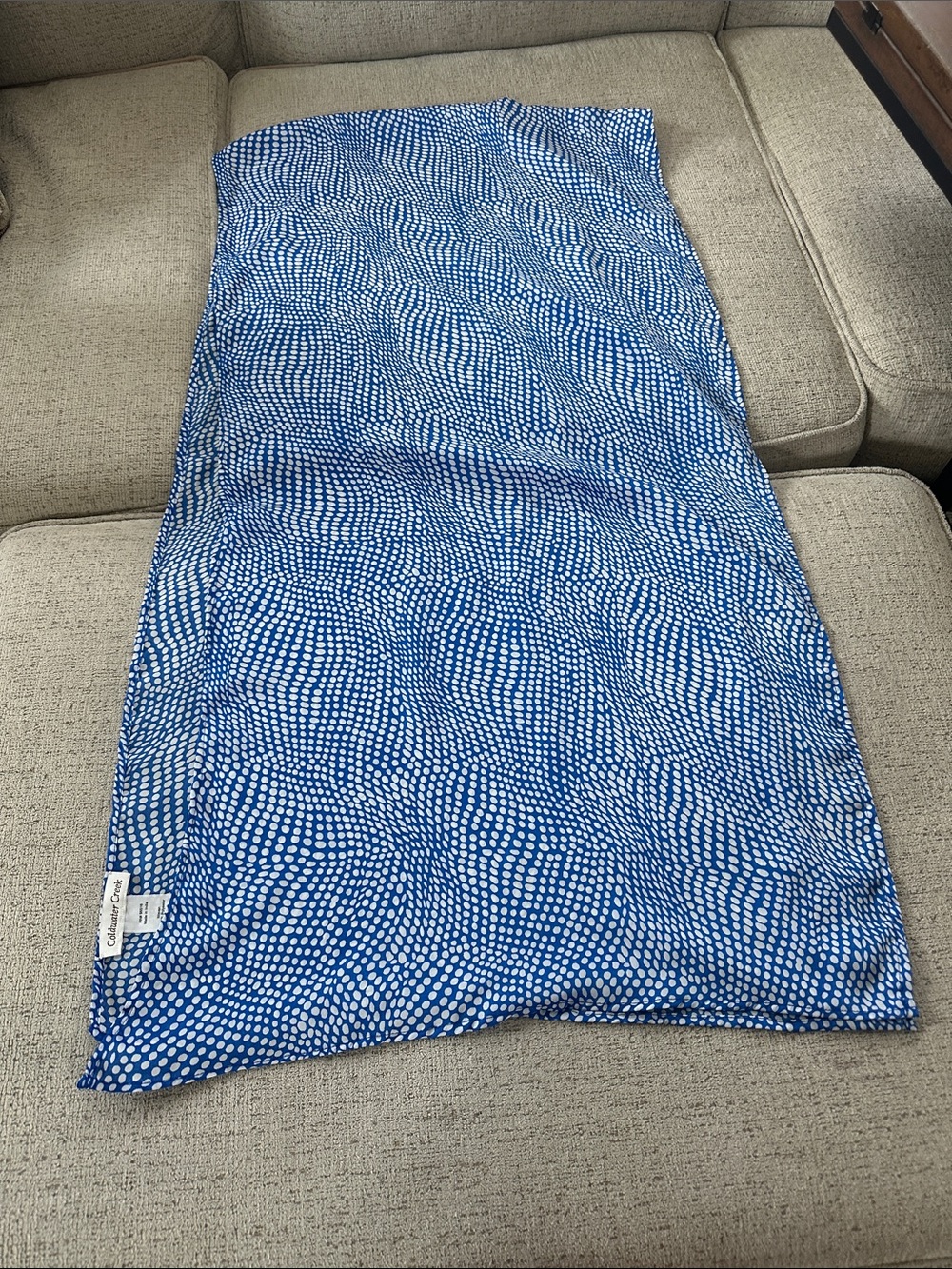 Coldwater Creek Blue and white polkadot scarf